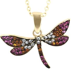 Crystal rainbow dragonfly necklace